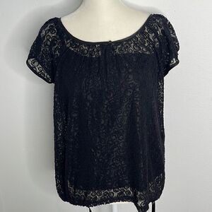 Alfani black lace top w/ privacy camisole attached. Size Medium. Dark Academia